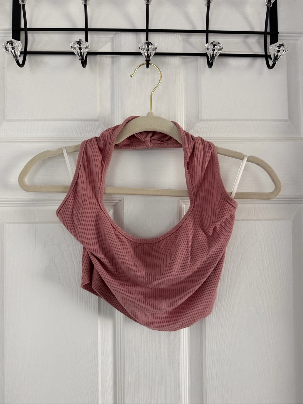 Ribbed halter Crop Top - Dusty Rose